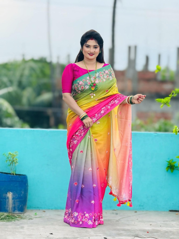 Japani silk saree with blause pcs